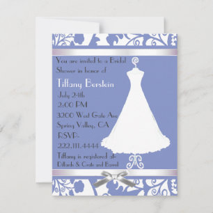 Invitation bleue et blanche de Fête de la mariée