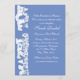 Invitation bleue Mazel Tov