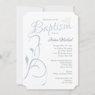 Invitation Bleue Moderne de Baptême