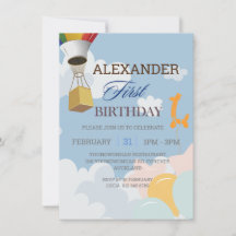 Invitation bleue personnalisée pour le premier ann