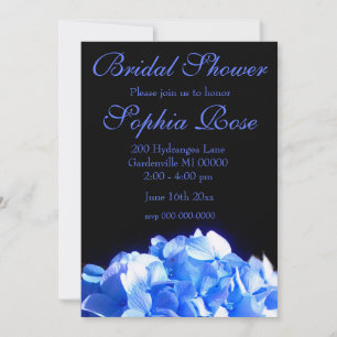 Invitation Bleus cobalt floral élégant hydrangeas bleus