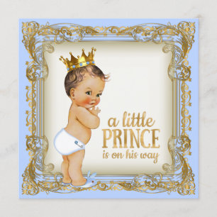 Invitation Bleus layette de prince baby shower