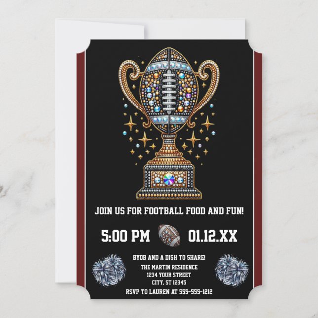 Invitation Bling Football Party Big Game Bowl Game Trophée (Devant)