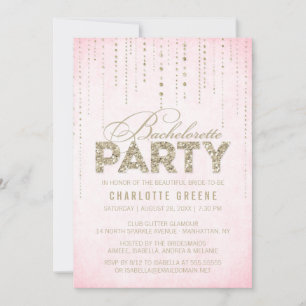 Invitation Bling Parties scintillant rose et or Bachelorette