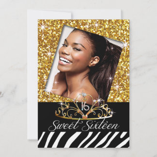 Invitation Bling Tiara Zebra Sweet 16 Anniversaire