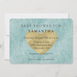Invitation Bliss baby shower Gold Heart