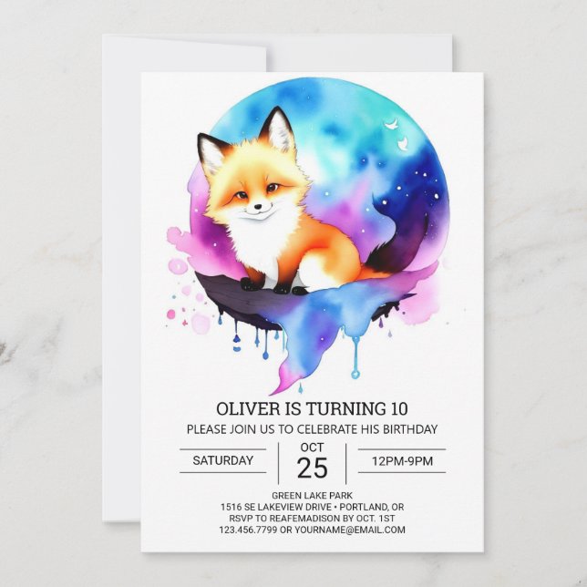 Invitation Bliss d'anniversaire de Renard rustique (Devant)