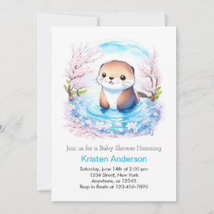 Invitation Blisser Otter Watercolor Paradise Boy Baby shower