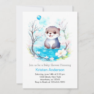 Invitation Blissful Otter's Watercolor Dreams Boy Baby shower