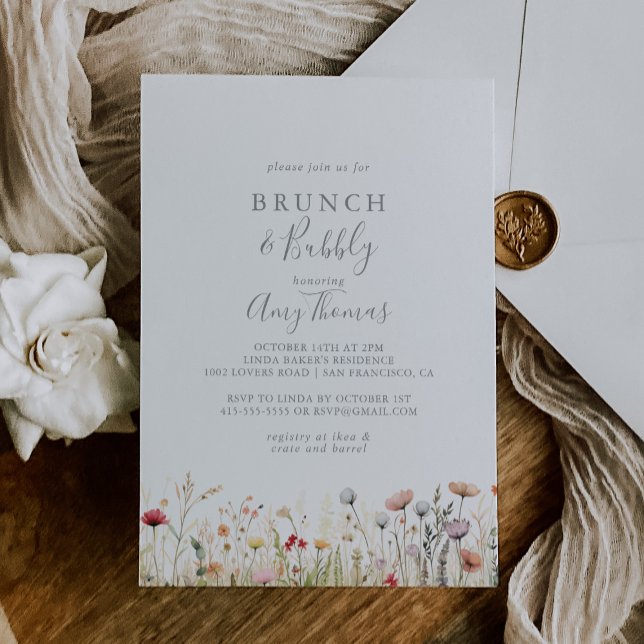Invitation Blissful Wildflower Brunch Bubbly Bridal Shower (Créateur téléchargé)