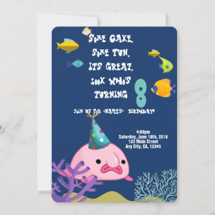 Invitation Blobfish Nom personnalisé Fête d'anniversaire