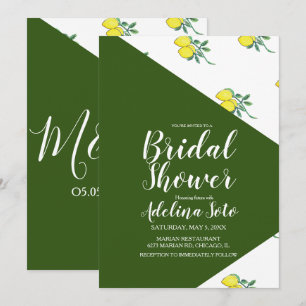 Invitation Bloc de couleur Citron Agrumes Aquarelle Mariage  