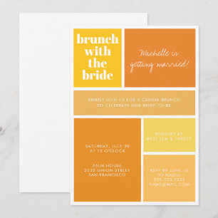 Invitation Bloc de couleur moderne Fête des mariées orange ja