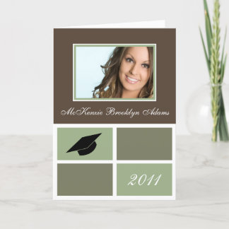 Invitation Bloc moderne Folded Graduation Invite (Green)