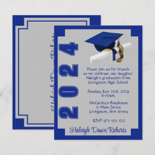 Invitation Blocage du coin Royal Blue & Grey Graduation