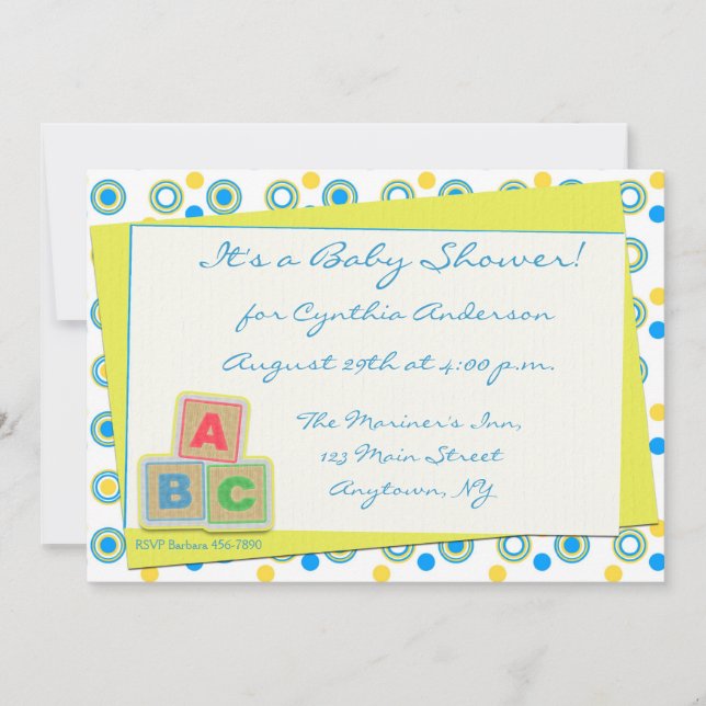 Invitation Blocs ABC Baby shower (Devant)