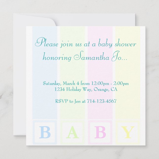 Invitation Blocs de Baby shower (Devant)