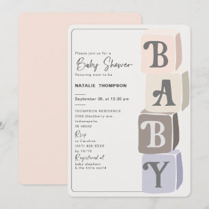 Invitation Blocs de Baby shower de filles rougis