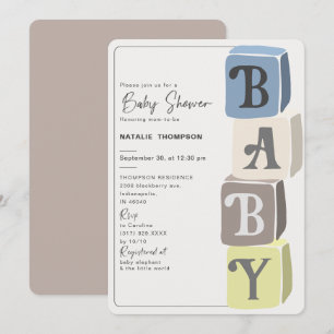 Invitation Blocs de Baby shower garçon