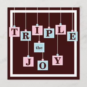 Invitation Blocs de bébé de triplets dans le baby shower rose
