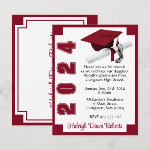 Invitation Blocs de coin blanc et cardinal rouge Graduation