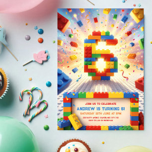 Invitation Blocs de Construction Colorés 6e Anniversaire