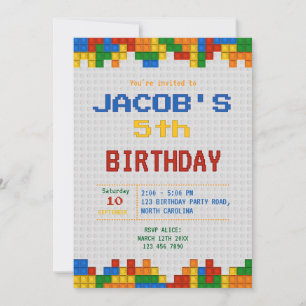 Invitation Blocs de construction fête d'anniversaire