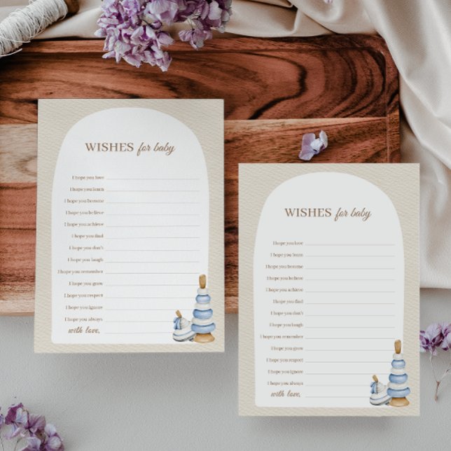 Invitation Blocs Et Jouets Bleus Boho Voeux Pour Conseil Bébé (Créateur téléchargé)