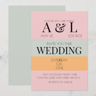 Invitation Blocs modernes Monnaie rose brillant et Mariage gr