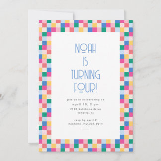 Invitation Blocs multicolores joués fête d'anniversaire