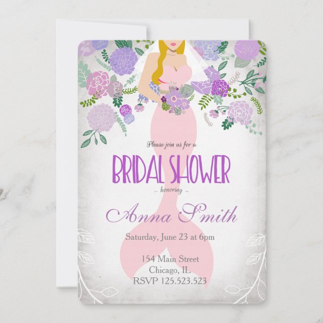 Invitation Blond Mermaid l'invitation de la mariée sous la me (Devant)