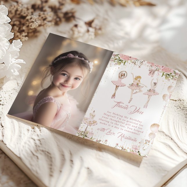 Invitation Blonde ballerina magique Merci photo d'anniversair (Créateur téléchargé)