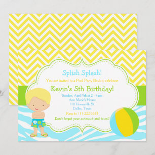 Invitation Blonde Boy Pool Party Bash