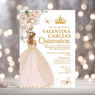 Invitation Blonde Champagne Quinceañera 15 Anos Gold Crown