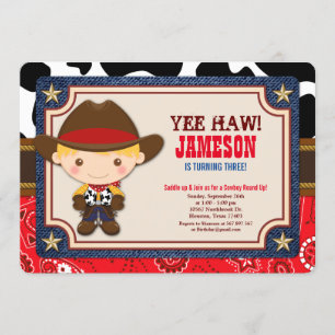 Invitation Blonde Cowboy Ouest Vieux-Ouest Anniversaire