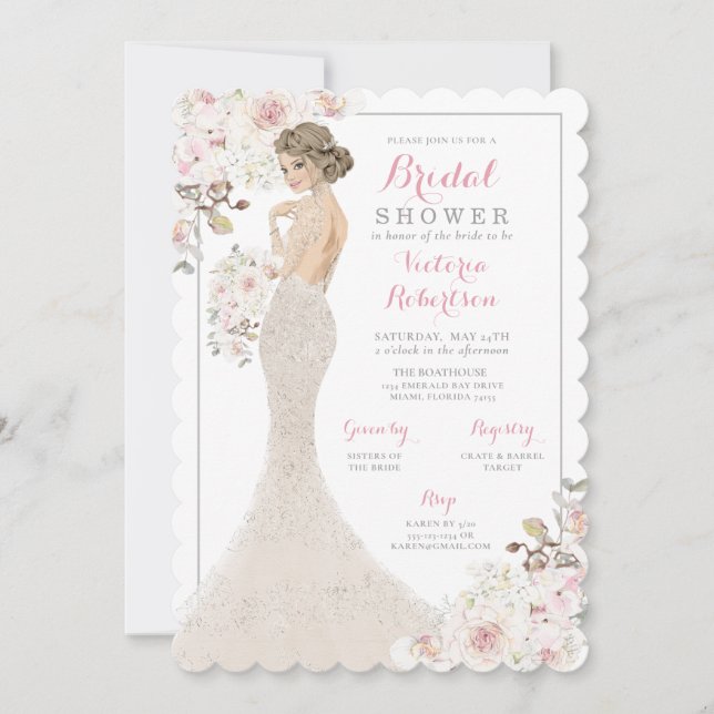 Invitation Blonde Glam Bride dans la Fête des mariées de Gown (Devant)