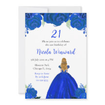Blonde Hair Princess Blue Floral Anniversaire