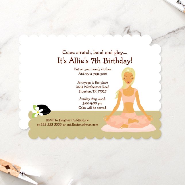 Invitation Blonde Yoga Girl Stretch & Play Anniversaire (Créateur téléchargé)
