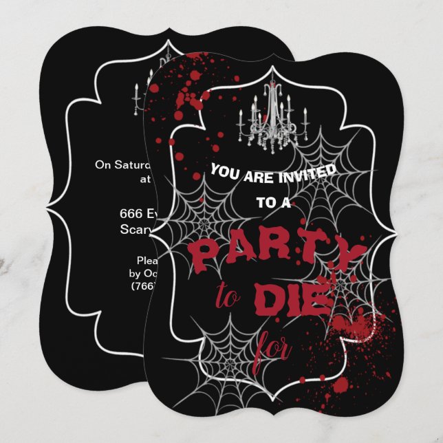 Invitation Bloody Haunted House Chandelier Halloween Party (Devant / Derrière)