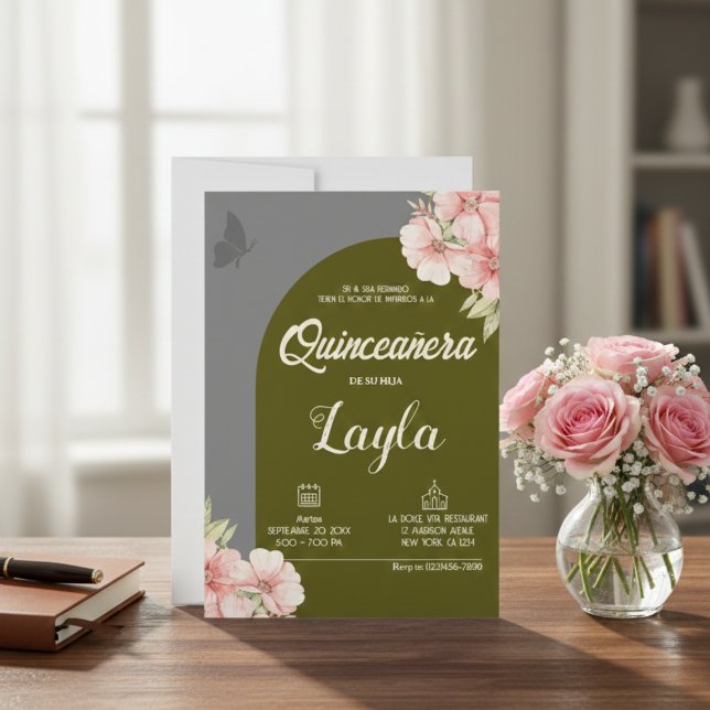 Invitation Bloom dans Quinceañera ! Boho Floral Mis Quince (Bloom into Quinceañera! Boho Floral Mis Quince Invitation)