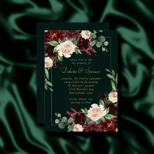 Invitation Bloom rustique   Terracotta et Marsala Rouge Flora
