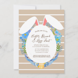 Invitation Bloom Spring Stripe brunch de pâques et chasse aux