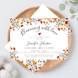 Invitation Blooming With Love Chic Flowery Baby Shower