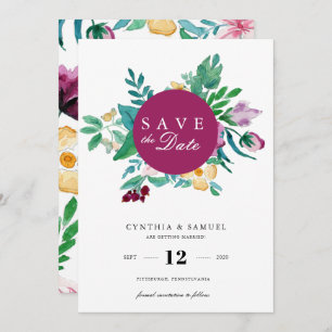 Invitation Blooms d'aquarelle modernes Enregistrer la date