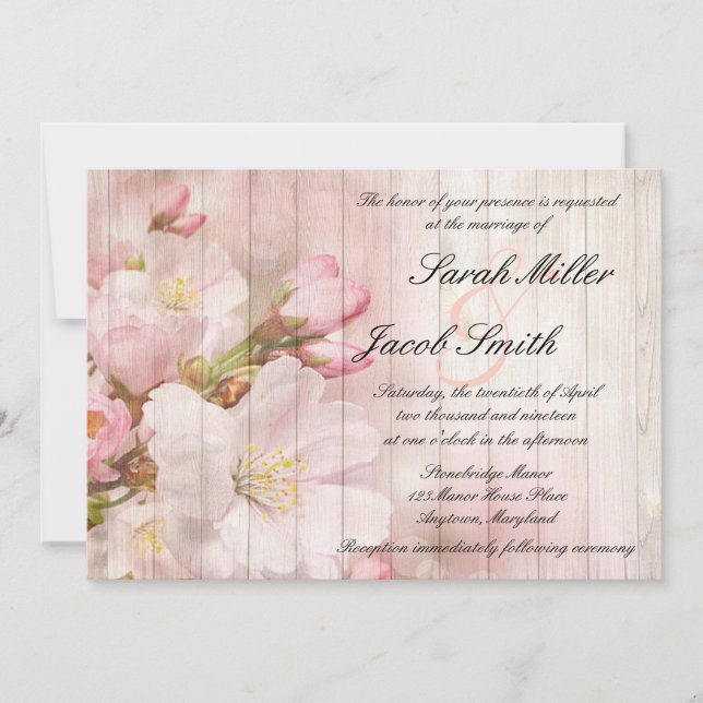 Invitation Blooms rustiques | Cherry Blossom Mariage (Devant)