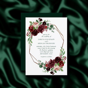 Invitation Blooms rustiques Terracotta et Marsala Red Bouqu