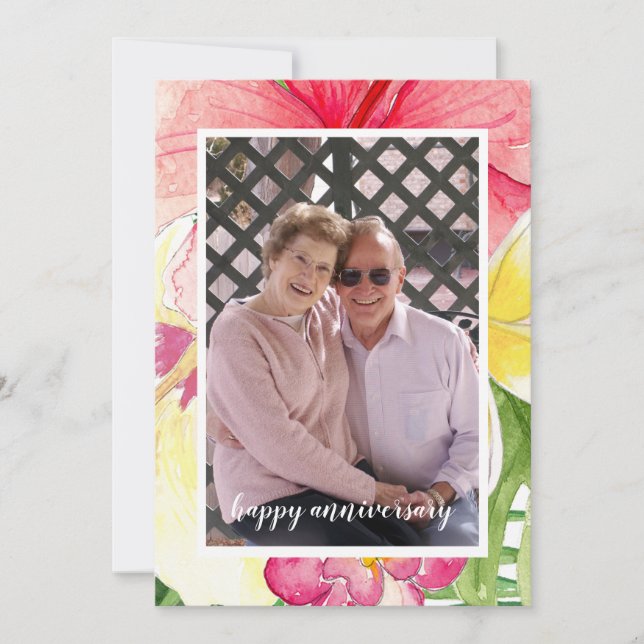 Invitation Blooms tropicaux photo 50e Mariage anniversaire (Devant)
