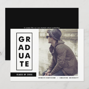 Invitation Bloquer la typographie Stripes Photo Graduation Pa