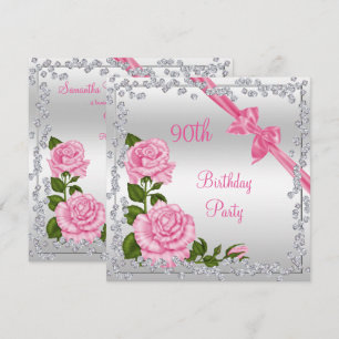 Invitation Blossom Bows & Diamants 90e Anniversaire Double Fa