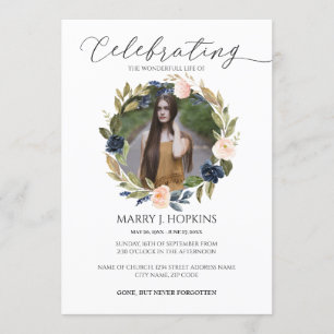 Invitation Blossom Wreath Photo Celebration of Life